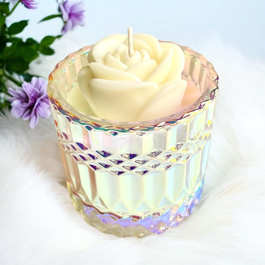 Sparkling Bergamot Rose Flower Candle