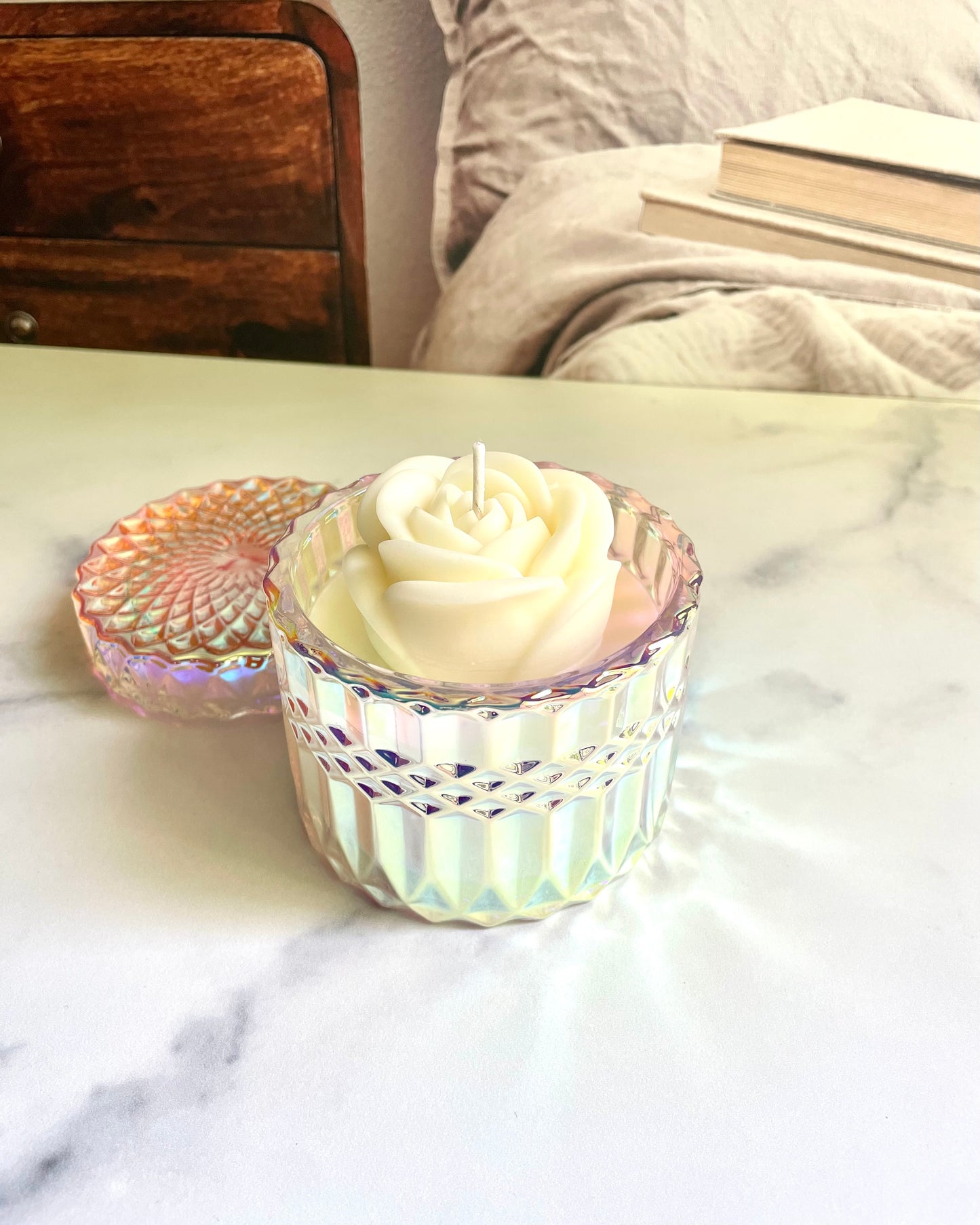 Sparkling Bergamot Rose Flower Candle