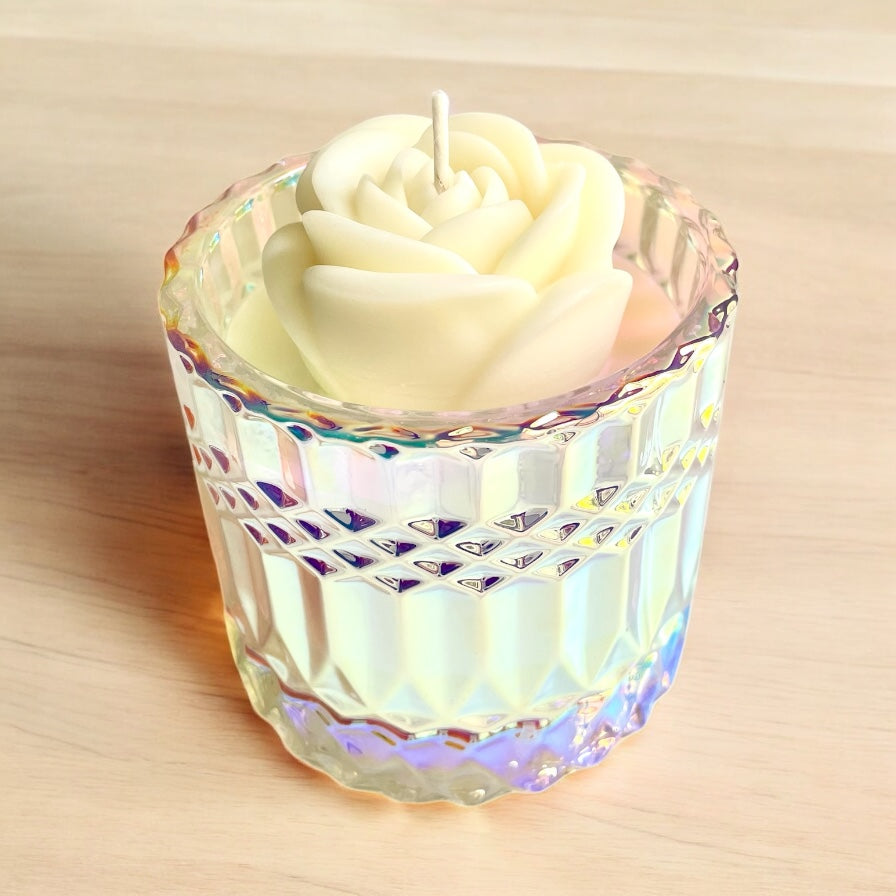 Sparkling Bergamot Rose Flower Candle