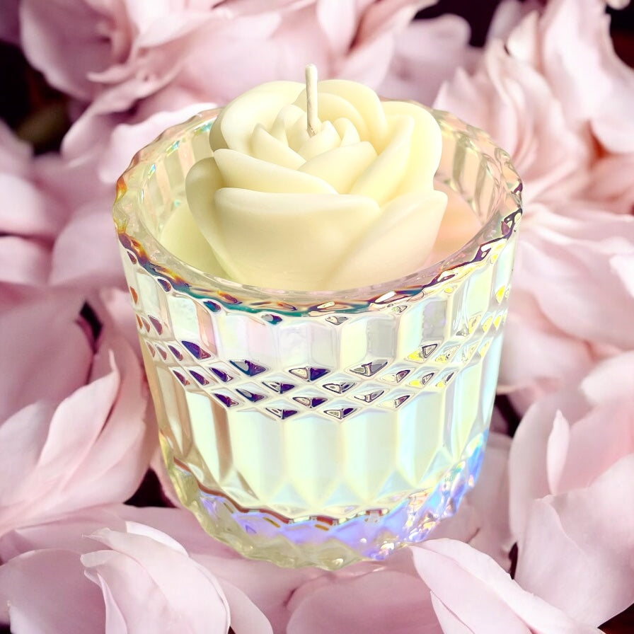 Sparkling Bergamot Rose Flower Candle